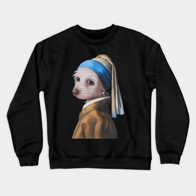 The Dog with the Pearl Earring (silhouette) Crewneck Sweatshirt by DaleSizer